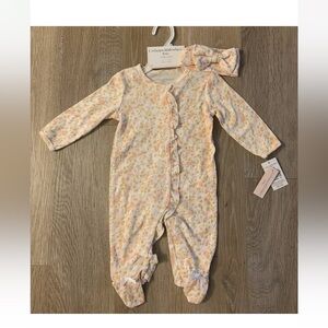 (NWT) Catherine Malandrino Girls  Size 3-6 Months  Floral Outfit Headband